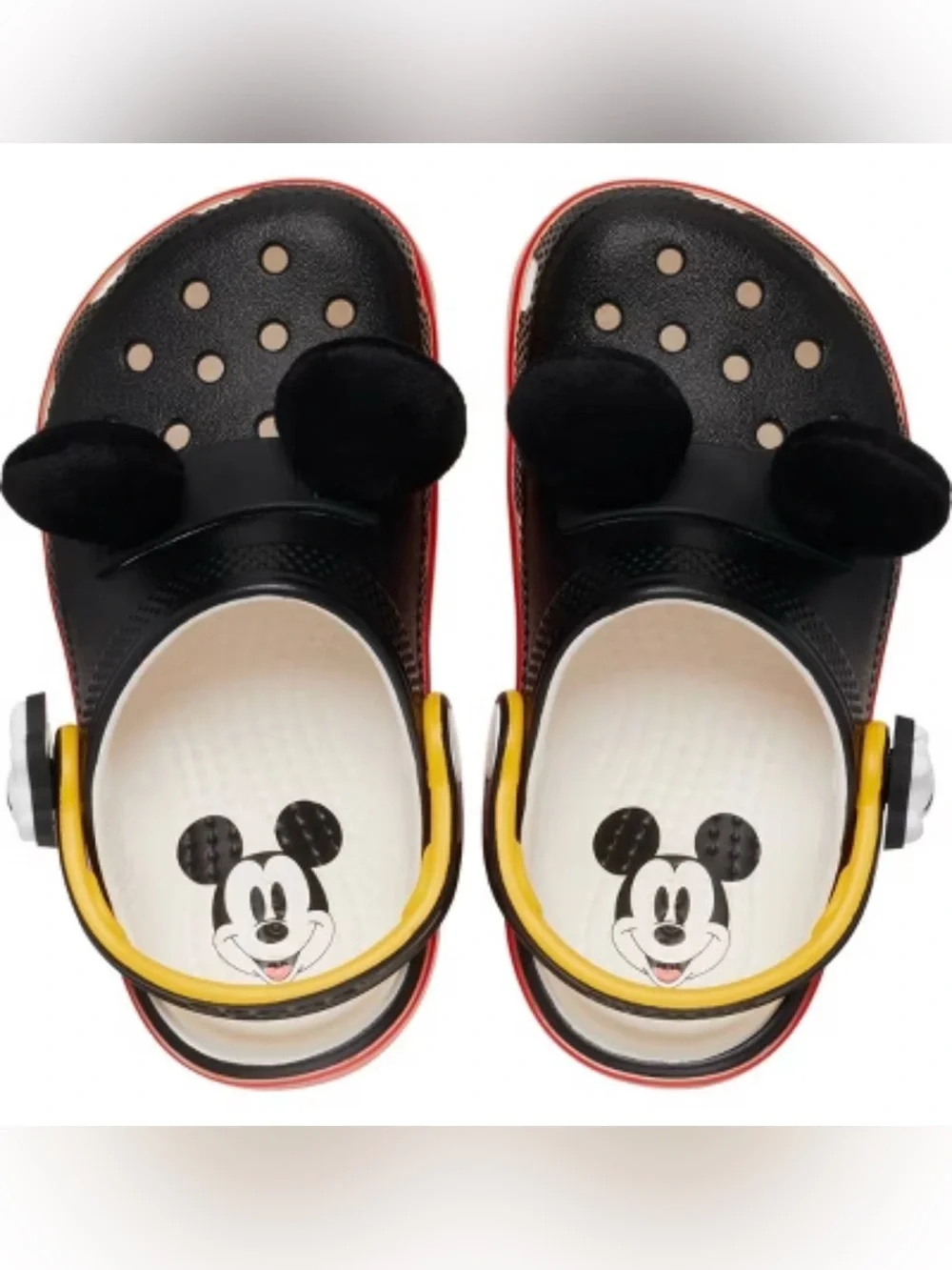 CROCS Kids Black with Yellow & Red Mickey Ear Clogs Unisex Size 7